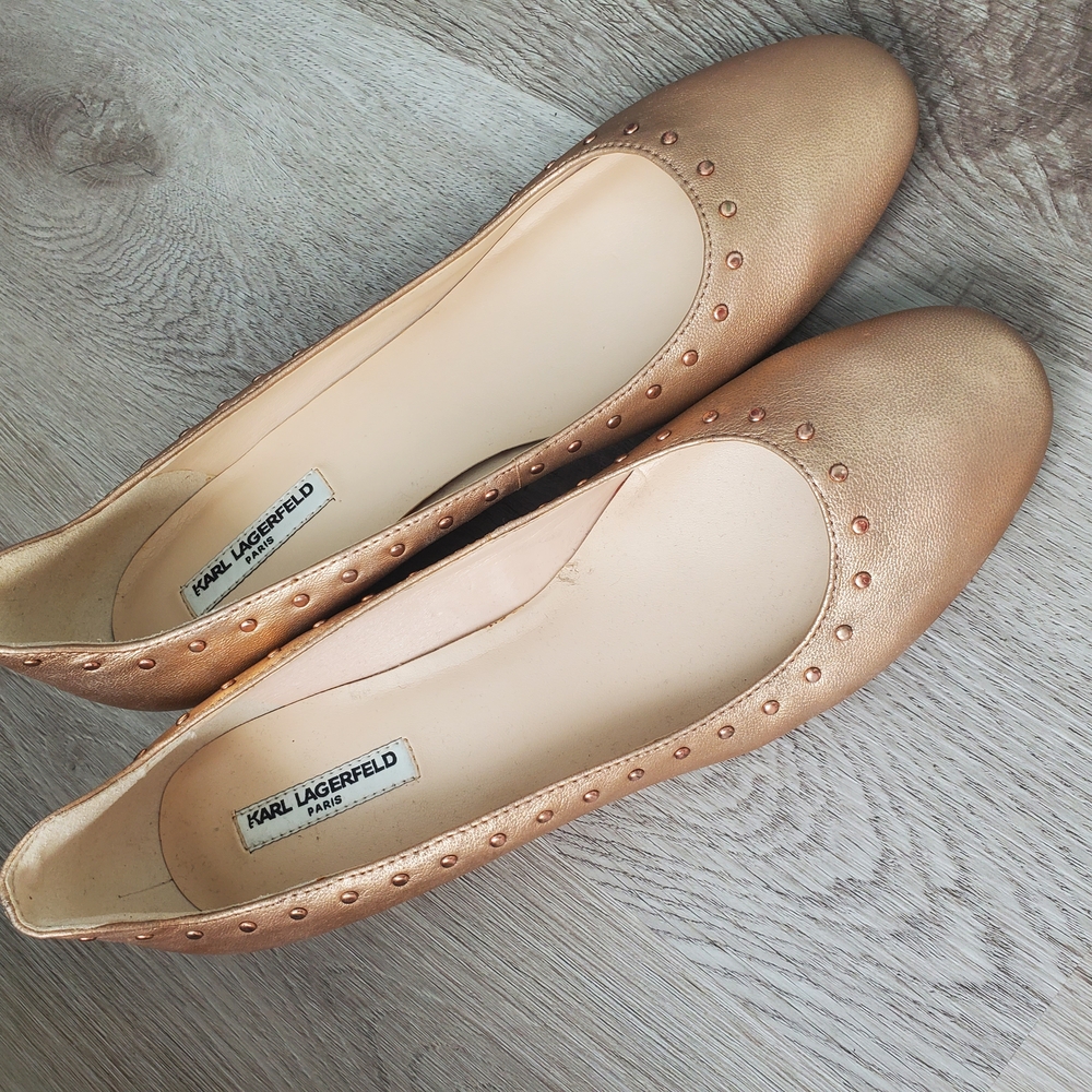 Karl Lagerfeld Women's Gold Ballet Flats